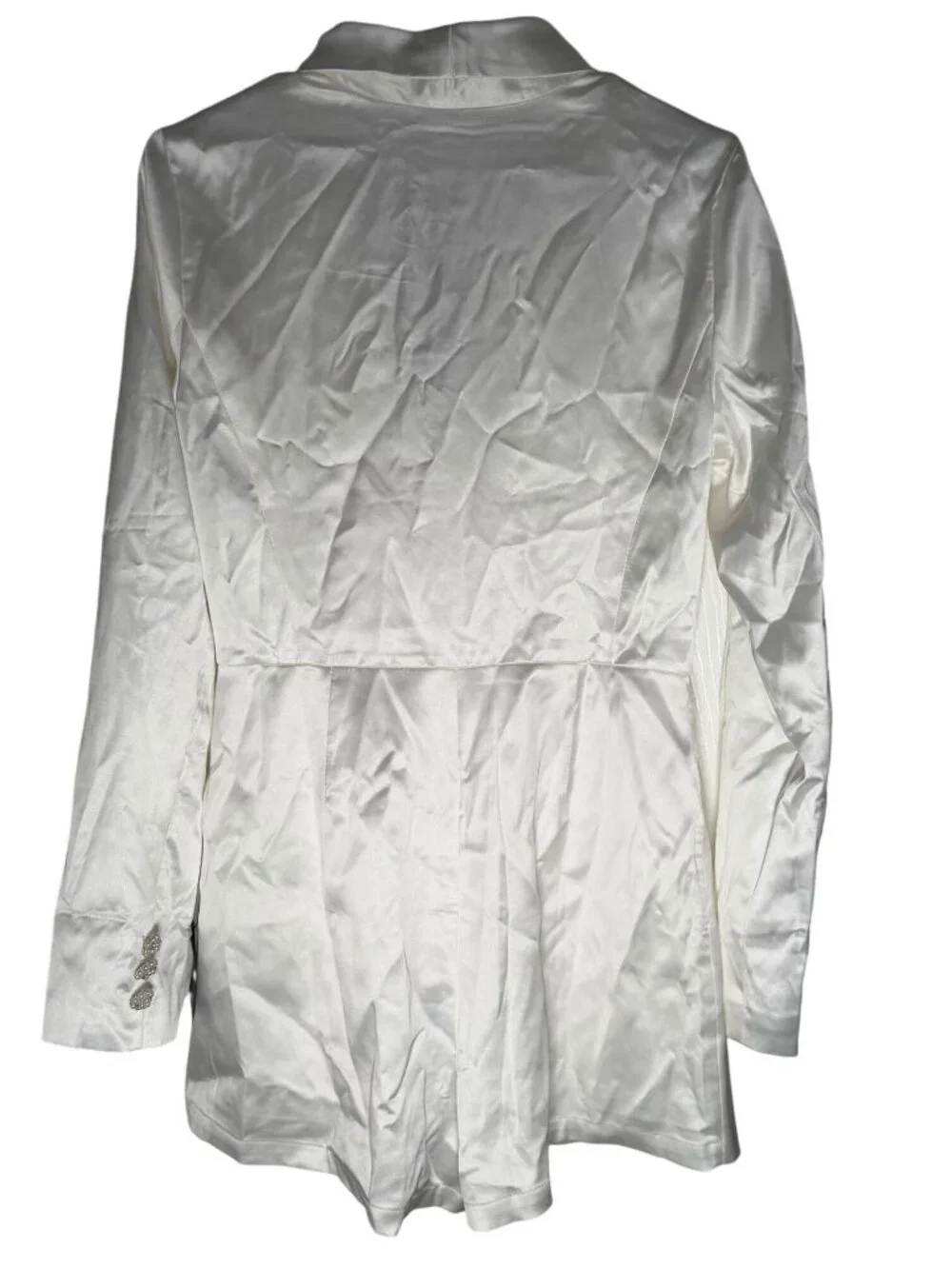 Lulus Regal Aura White Satin Long Sleeve Blazer Romper Women's Size Medium NWT! - Picture 7 of 7